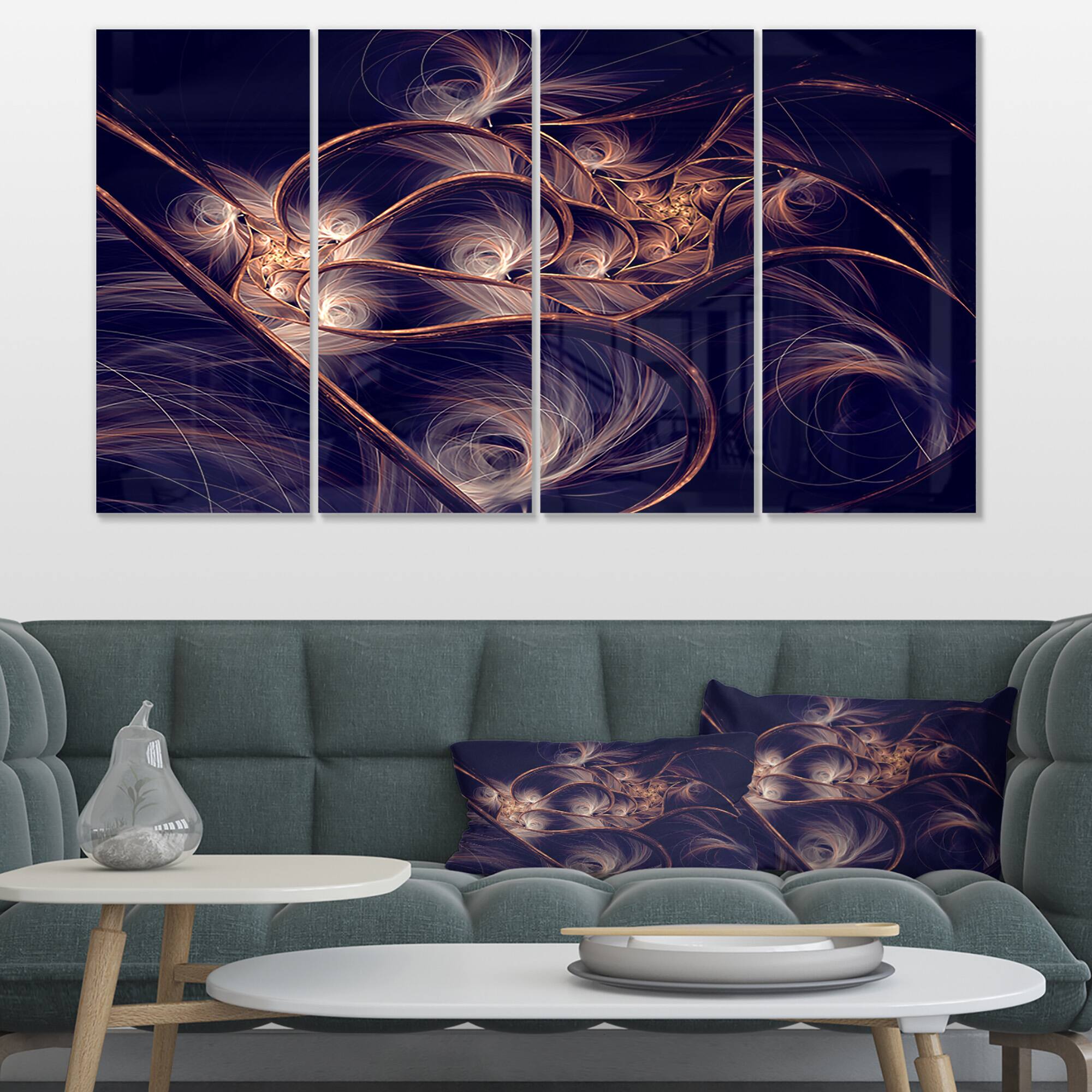Designart - Dark Gold Fractal Flower Pattern